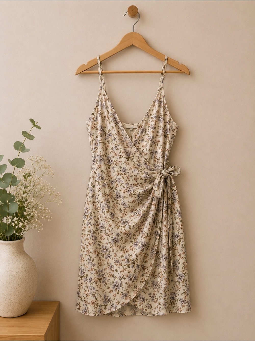 Blashe Floral Faux Wrap Mini Dress M Romantic Cottagecore Fairy V Neck